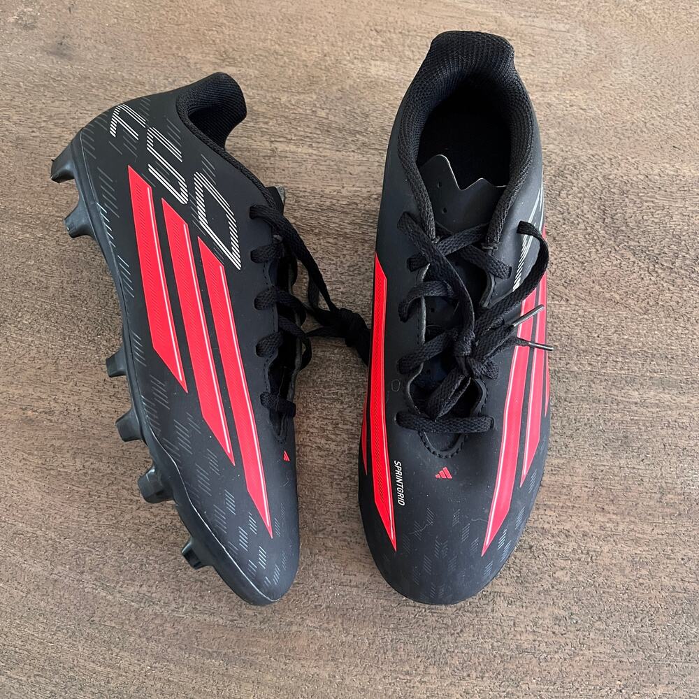 Adidas F50 soccer cleats black and red size 5 big kids